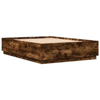 Bedframe met LED-verlichting gerookt eikenkleurig 150x200 cm