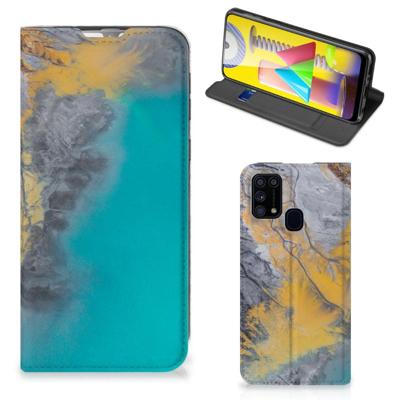 Samsung Galaxy M31 | Standcase | Marble Blue Gold Samsung Galaxy M31 | Standcase | Marble Blue Gold