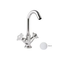 Wastafelkraan Sanimex Giulini Opbouw Tweegreeps Draaibare Uitloop Met Pop-Up Mat Wit Sanimex - thumbnail