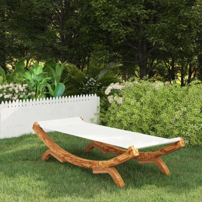 VidaXL Loungebed 100x188,5x44 cm massief gebogen hout crèmekleurig VidaXL Loungebed 100x188,5x44 cm massief gebogen hout crèmekleurig