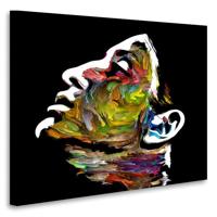 Schilderij - Kleurenportret van jonge dame, 3 maten, premium print, wanddecoratie - thumbnail