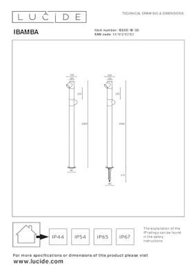 Lucide IBAMBA - Sokkellamp - LED - 2x6W 3000K - IP65 - Zwart