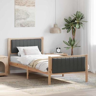 Bedframe Bruin en donkergrijs 90 x 200 cm Massief grenenhout Bedframe Bruin en donkergrijs 90 x 200 cm Massief grenenhout