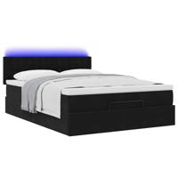 Ottoman bed met matras en LED's 140x190cm fluweel zwart - thumbnail