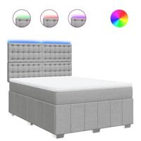 Boxspring met matras stof lichtgrijs 140x200 cm - thumbnail