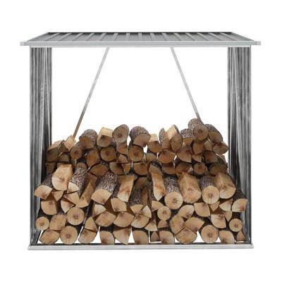 VidaXL Haardhoutschuur 163x83x154 cm gegalvaniseerd staal grijs