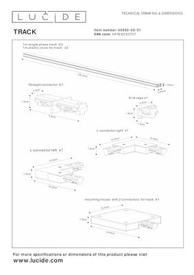 Lucide TRACK Starterset - 1-fase Railsysteem / Railverlichting - 2 meter - Wit