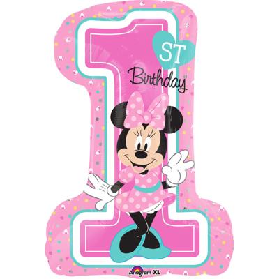 Folieballon 1st Birthday Minnie Mouse XL cijfer