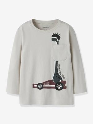 T-shirt voor jongens met borstzak NAME IT groengrijs