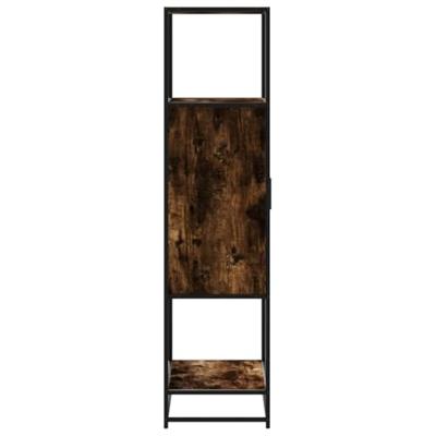 Hoge kast 68x35x139cm bewerkt hout en metaal gerookt eikenkleur