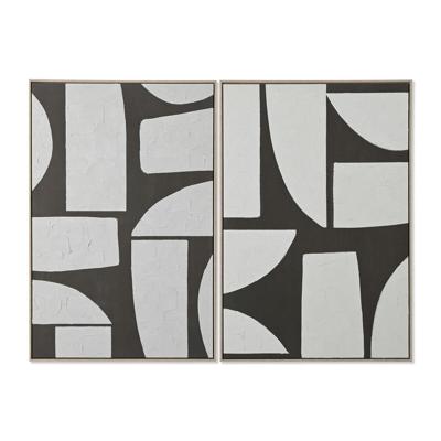 Schilderij Home ESPRIT Wit Groen Beige Donker grijs polyestyreen Canvas Abstract Stads (2 Stuks)