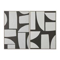 Schilderij Home ESPRIT Wit Groen Beige Donker grijs polyestyreen Canvas Abstract Stads (2 Stuks) - thumbnail
