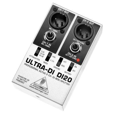 Behringer Ultra-DI DI20 Actieve 2-kanaals DI-box & splitter Behringer Ultra-DI DI20 Actieve 2-kanaals DI-box & splitter