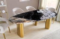Design eettafel BIO 200cm grijs wit bruin natuursteen marmer metaal geborsteld goud - 46205 - thumbnail