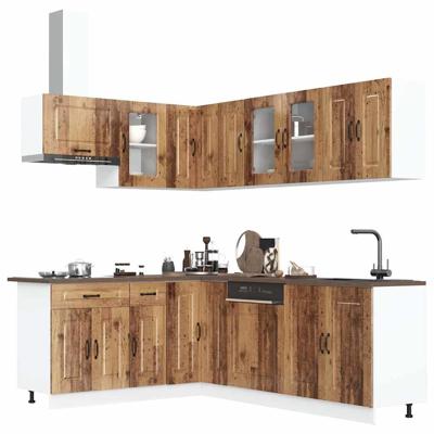 11-delige Keukenkastenset Kalmar bewerkt hout oud houtkleurig