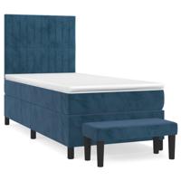 Boxspring met matras fluweel donkerblauw 120x190 cm - thumbnail