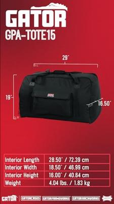 Gator Cases GPA-TOTE15 audioapparatuurtas Luidspreker Hoes Polyester Zwart