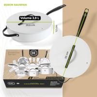 BE Living Pannenset Essential keramische anti-aanbaklaag - geschikt voor alle warmtebronnen - wit - 7 Delig - thumbnail