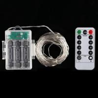 5m zilver koperdraad string licht 50 LEDs 3 x AA batterijen vak Fairy lamp decoratieve licht met afstandsbediening DC 5V - thumbnail