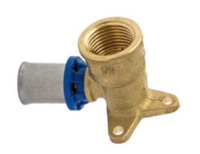 Kirchhoff Messing hoek muurplaat, blank, 16 mm x 1/2"IT, persfitting voor meerlagenbuis - 988722155