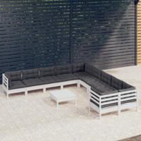 11-delige Loungeset met kussens grenenhout wit - thumbnail