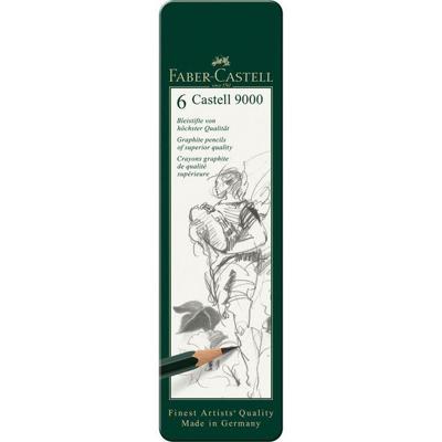 Potlood Faber-Castell 9000 6 hardheden in blik | 10 stuks
