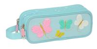 Pennenetui met 2 vakken Moos Butterflies Licht Blauw 21 x 8 x 6 cm - thumbnail