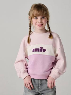 Colorblock sweater voor meisjes lichtroze
