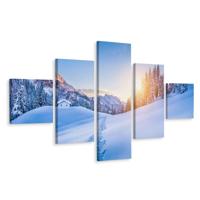 Schilderij - Sneeuw in de Alpen, 5luik, premium print - thumbnail