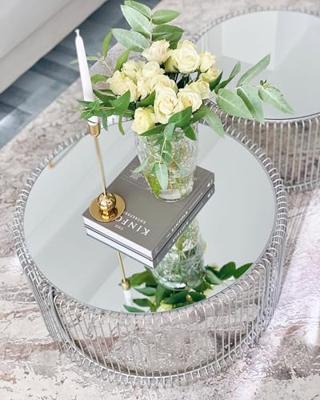 Kare Design Wire Salontafel - Set Van 2 - Zilver Met Glas