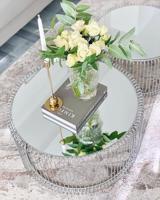 Kare Design Wire Salontafel - Set Van 2 - Zilver Met Glas - thumbnail