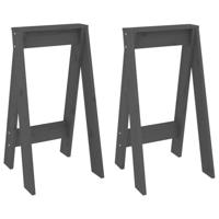 Krukken 2 st 40x40x75 cm massief grenenhout grijs - thumbnail