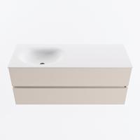 MONDIAZ VICA 120cm badmeubel onderkast Linen 2 lades. Wastafel MOON links 1 kraangat, kleur Talc. - thumbnail