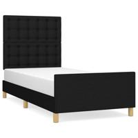 Bedframe met hoofdeinde stof zwart 90x200 cm - thumbnail