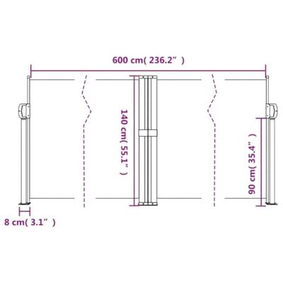 Windscherm uittrekbaar 140x600 cm bruin Windscherm uittrekbaar 140x600 cm bruin