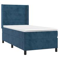 Boxspring met matras en LED fluweel donkerblauw 100x200 cm - thumbnail