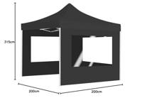 Partytent inklapbaar met wanden 2x2 m aluminium antraciet - thumbnail