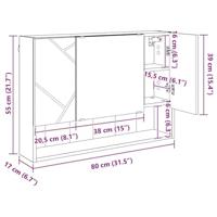 Spiegelkast Wandgemonteerd Wit 80 x 17 x 55 cm Bewerkt hout - thumbnail