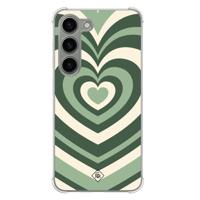 Samsung Galaxy S23 siliconen shockproof hoesje - Groen hart swirl - thumbnail