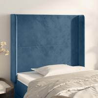 Hoofdbord met randen 83x16x118/128 cm fluweel blauw - thumbnail