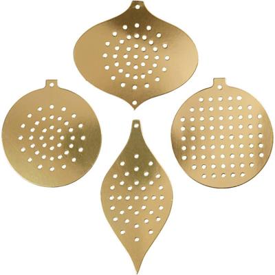 Creativ Company Kruissteken karton, kersdecoratie, h: 8,5-12 cm, gatgrootte 3 mm, metallic goud, 8 stuk/ 1 doos