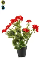 Kunstplant Geranium in pot UV bestendig Rood - 38cm - thumbnail