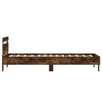 Bedframe met hoofdbord en LED gerookt eikenkleurig 90x190 cm - thumbnail