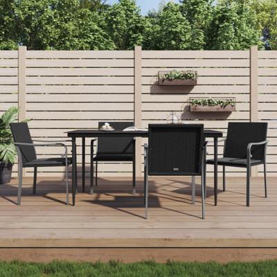 Tuinstoelen 4 st met kussens 56x59x84 cm poly rattan zwart