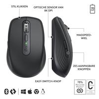 Logitech 910-006958 muis Kantoor Rechtshandig RF-draadloos + Bluetooth Laser 8000 DPI - thumbnail