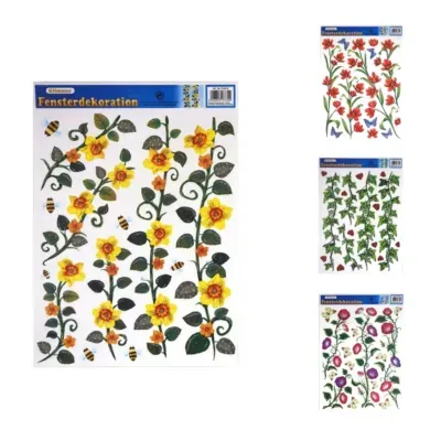 Raamsticker bloemen 42 cm 4 assorti | 50 stuks
