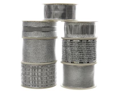5 stuks! Kerst Lint zilver Decoris - Decoris 5 stuks! Kerst Lint zilver Decoris - Decoris
