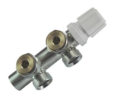 Riko Thermostaat onderblok voor radiator haaks-links | Geborsteld staal