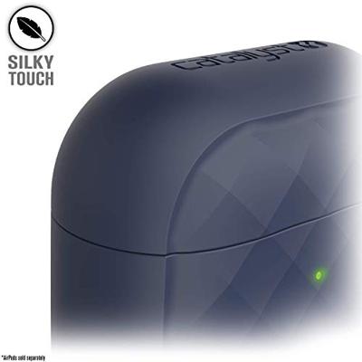 Catalyst Ring Clip Case voor AirPods 1 en 2 - Siliconen AirPods-case met textuurpatroon, hoogglanzende oppervlakteafwerking met extra grip, compatibel met draadloos opladen - Marineblauw