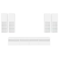 7-delige Tv-wandmeubelset met LED-verlichting wit - thumbnail